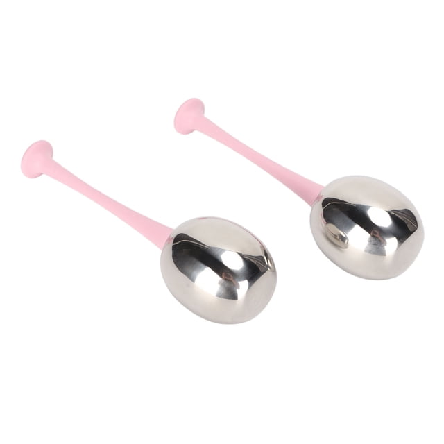 Globes de Glace en Acier Inoxydable, Réduire le Gonflement Apparence Ronde Globes de Glace pour le Visage en Acier Inoxydable pour Soins de la Peau du Visage pour Salon de Beauté Poignée Rose