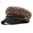 thumbnail image 1 of Boina de mujer con picos, sombrero plano de hiedra de invierno, boina de leopardo, 1 of 4