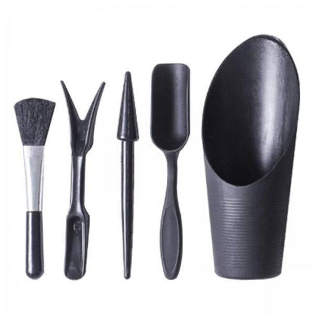 Conjunto de 5 Herramientas Pequeñas para Trasplantar Suculentas Gloria Negro 2 piezas