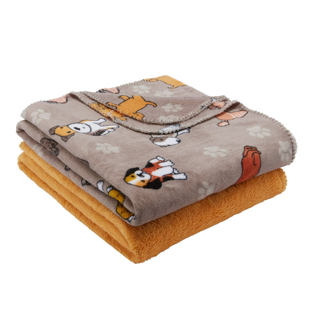 Mainstays Fleece Plush Throw Blanket, 50" x 60", Dogs, 2Pack Walmart