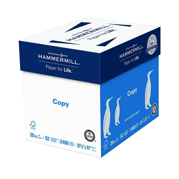 Hammermill Printer Paper, 20 lb Copy Paper, 8.5 x 11 - 6 Packs (2,400 Sheets) - 92 Bright, Made in the USA