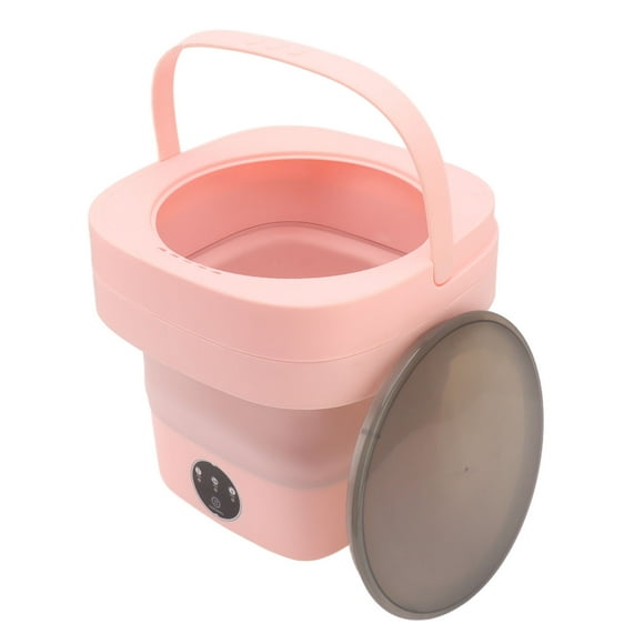 6.5L Washing Machine Simulated Hand Washing Foldable Washer Portable Folding Washer for Underwear Socks US Plug 100‑240V Pink