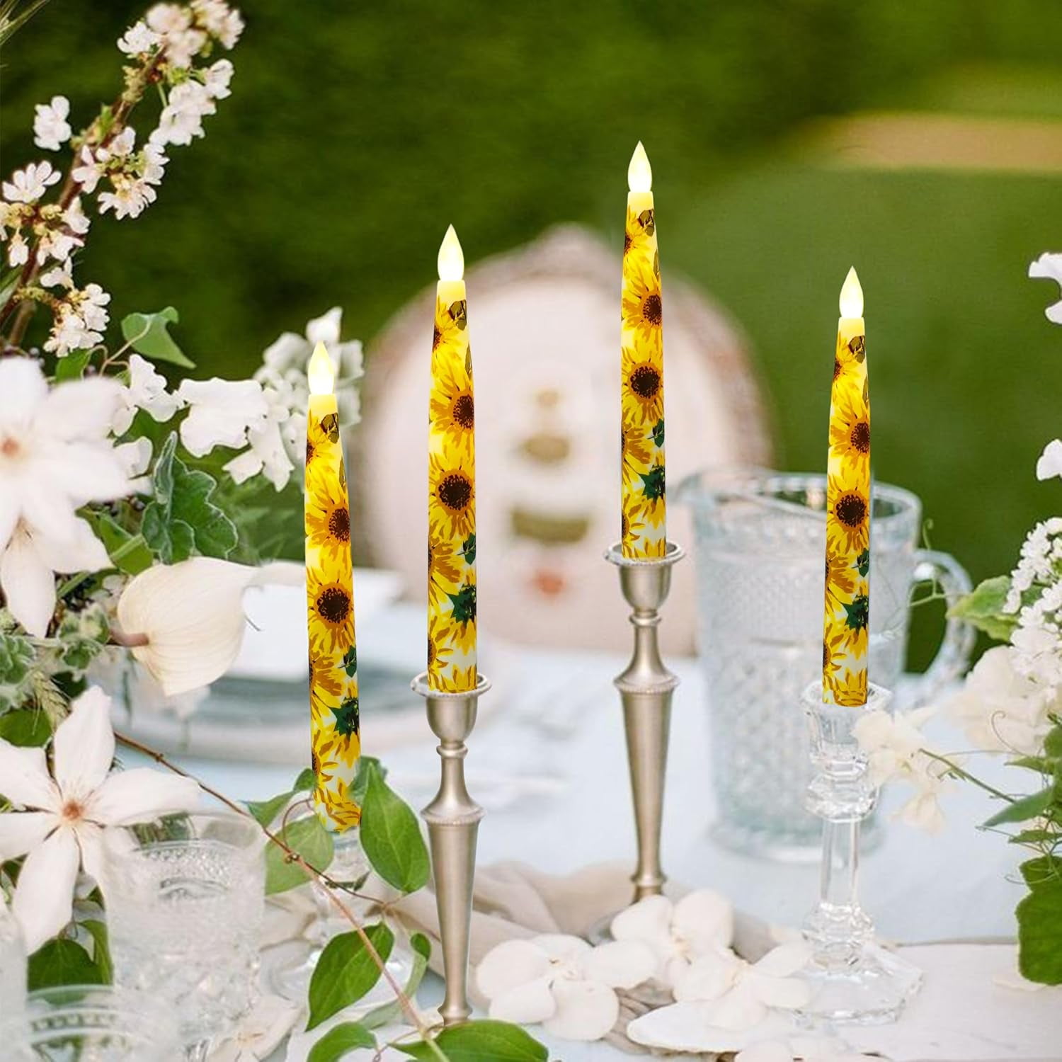 XINAOBAOLUO 12PCS Floral Floating Candles with Wand,Flickering Warm Light Flameless LED Candle with Remote, Magic Hanging Candles, Battery Operated Taper Candle Set for Theme Party Birthday Gift