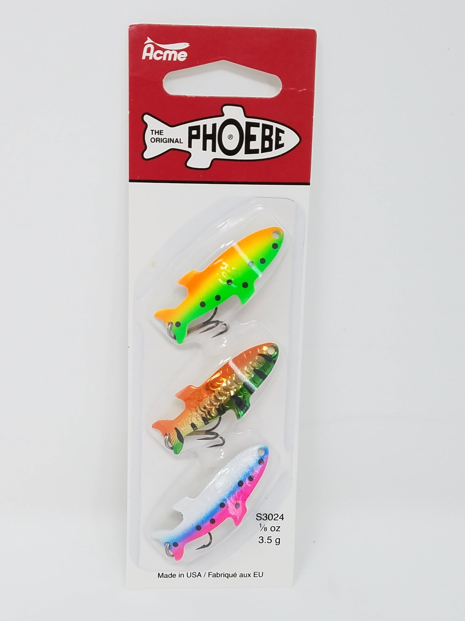 Acme Tackle Phoebe, Fishing Lure Spoon Kit, Deluxe, 3 Pack, 1/8 oz., Assortment
