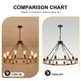thumbnail image 5 of Wozzio Farmhouse 12-Light Wood Wagon Wheel Chandelier, Rustic Round Chandelier For Kitchen Island with No Bulbs Included, 5 of 8