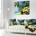 thumbnail image 2 of Designart Palms in Hawaii Island Beach - Modern Seascape Throw Pillow - 16x16, 2 of 4
