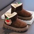 thumbnail image 3 of HAUXUN-QCBoys & Girls Christmas Reindeer Doll Warm Cotton Shoes 3-11 Years, Fleece-Lined Thick Non-Slip Snow Boots, Autumn Winter Holiday Mid-Calf Footwear(Brown,15), 3 of 6