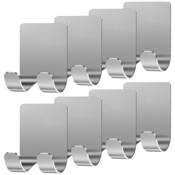 Grusce 8pcs Shaver Hooks Stainless Steel Shower Shaver Holder High Strength Adhesive Shaver Wall Hooks Fast Access Robe Towel Hangers Waterproof Beard Trimmer Hooks Punch Free for Bathroom