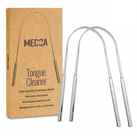 Tongue Scraper - Stainless Steel Tongue Cleaner Brush for Help Getting Rid of Bad Breath and Bacteria | Food Scraper to Keep Your Mouth & Teeth Healthy and Clean - Essential Dental Hygiene (Best Way To Clean Your Tongue Without Gagging)