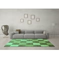 thumbnail image 3 of Ahgly Company Indoor Rectangle Checkered Turquoise Blue Modern Area Rugs, 2' x 5', 3 of 4