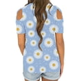 thumbnail image 4 of HAPIMO Sales Shirts for Women Classic-Fit Womens Summer Fashion Tops Round Neck Cozy Blouse Casual Cold Shoulder Short Sleeve Shirt Daisy Graphic Print Tee Shirt Blue S, 4 of 6