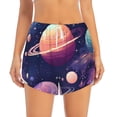 thumbnail image 2 of Gukieu Planet Pastel Galaxy Print Women's Sports Shorts with Drawstring Elastic Waistband for Running, Yoga, Fitness-Large, 2 of 7