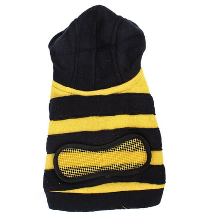 Unique Bargains Winter Warm Bee Style Hooded Pet Dog Puppy Clothing Coat Black Yellow XS