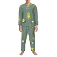 thumbnail image 3 of Logiee Cute Yoga Frogs Print Mens Long Sleeve Pajama Set,Notched Collar Pajamas for Men, Men's Sleepwear,Mens Sleepwear with Pockets & Button Down-Medium, 3 of 7