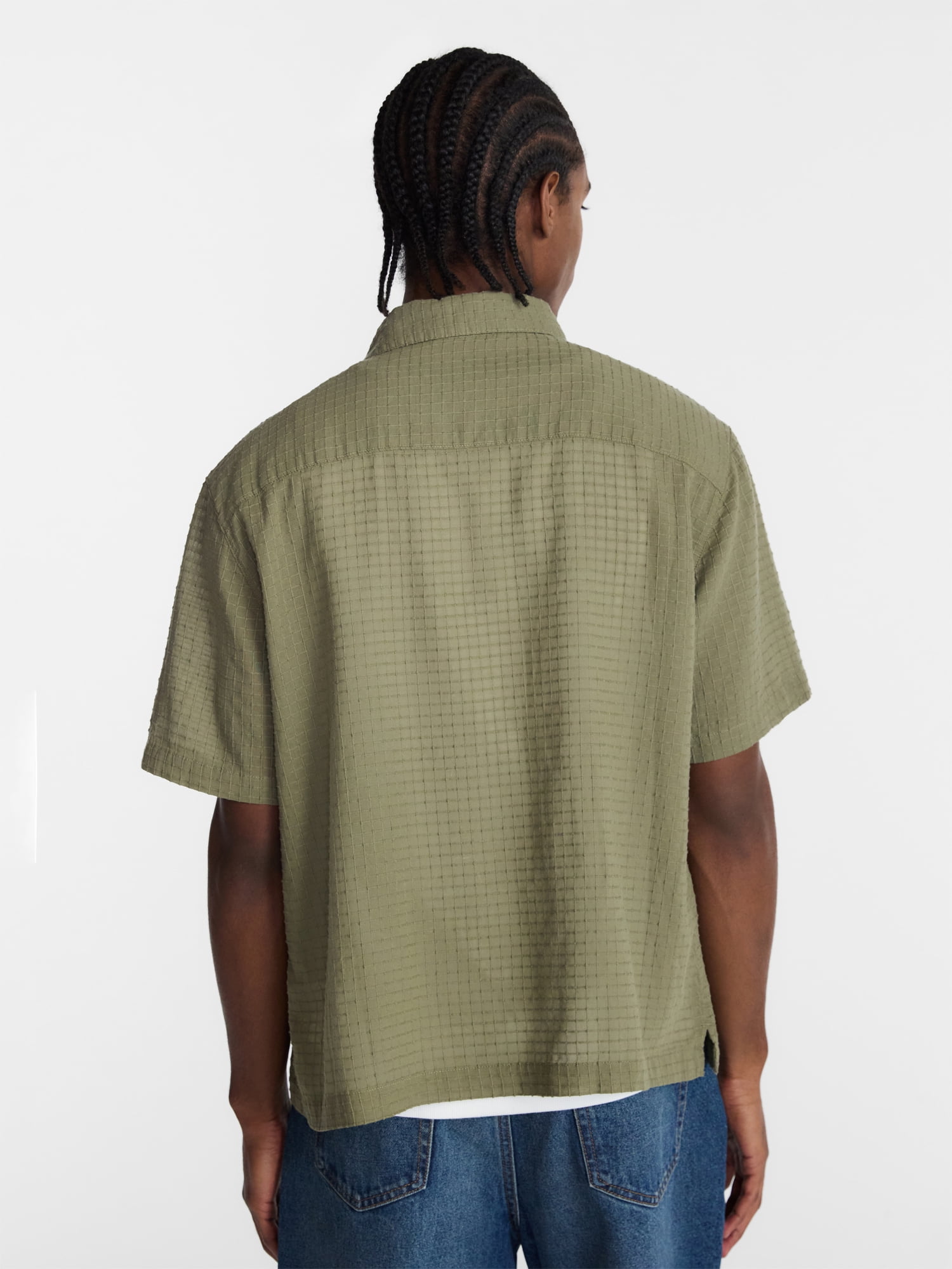 No Boundaries Boxy Fit Ripstop Shirt with Short Sleeves, Men's XS-5XL