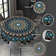 thumbnail image 5 of Mandala Black Blue Colorful Waterproof Picnic Patio Party Round Table Cloth Cover Decorations Fabric 60 Inch Circular Tablecloth for 20-47 Inch Home Dining Room Kitchen Decor, 5 of 6