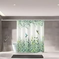 thumbnail image 3 of Green Leaf Shower Curtain - Emerald Bird Mint Hummingbird Design, 72"W x 84"L, 12 Hooks, Weighted Hem, Waterproof for Bathroom, 3 of 6
