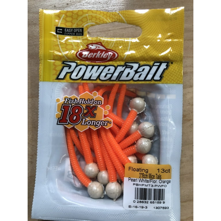 Berkley PowerBait Floating Mice Tails Fishing Bait, Natural/Fluorescent  Red, 3in | 8cm