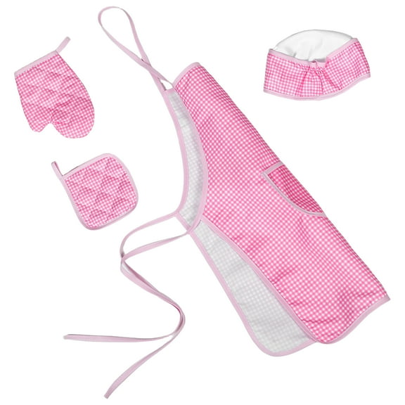 WORGEOUS  Chef Apron for Kid Toddler Girls Kids Kitchen Aprons Child Pink