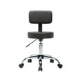 thumbnail image 4 of Mara Adjustable Height Drafting Stool with Wheels and Backrest, Space-Saving Faux Leather Rolling Stool Espresso, 4 of 10