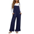 thumbnail image 3 of Tqcoqu Women's Adjustable Strap Overalls with Pocket,Solid Casual Loose Wide Leg Jumpsuit Ruffle Hem Suspender Long Pants, 3 of 8