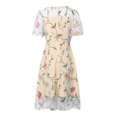 thumbnail image 3 of WILLBEST Robe Jaune Pastel 2024 Robe Col Rond Taille Brodée en Maille Robe Vintage, 3 of 6