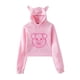 thumbnail image 3 of Sudadera con capucha con estampado de cerdo rosa para mujer, suéter de lana Kawaii, ropa de calle informal Harajuku con orejas de gato, Otoño e Invierno, 3 of 4