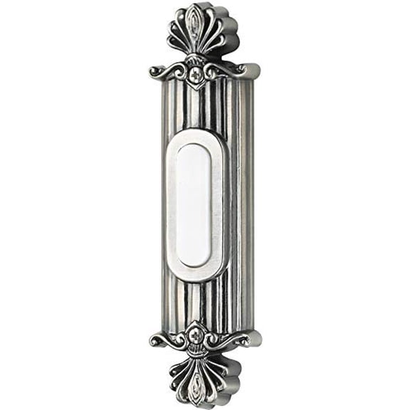Craftmade BSSO-AP Designer Surface Mount Straight Ornate Lighted Doorbell LED Push Button, Antique Pewter (5"H x 1.38"W)