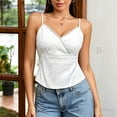 thumbnail image 2 of WEIWEN Womens Spaghetti Strap Tank Top Lace Wrap Deep V Neck Cropped Tops for Women Coquette Camisole Going Out Cami Shirts tx03-White, L, 2 of 4