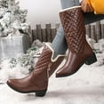 thumbnail image 3 of Rokment Quilted Rhinestones Wide Mid Calf Snow Boots for Women 2025 Fashion Warm Fuzzy Lined Chunky Heel Winter Tall Dress Boots, 3 of 6