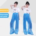 thumbnail image 2 of Yesbay Waterproof Rain Pants Elastic Waist Trousers for Men Women 130cm/107cm Length Non-disposable Trousers Snow Sport Outdoor Toddler Playsuit Hiking Pants, 2 of 7