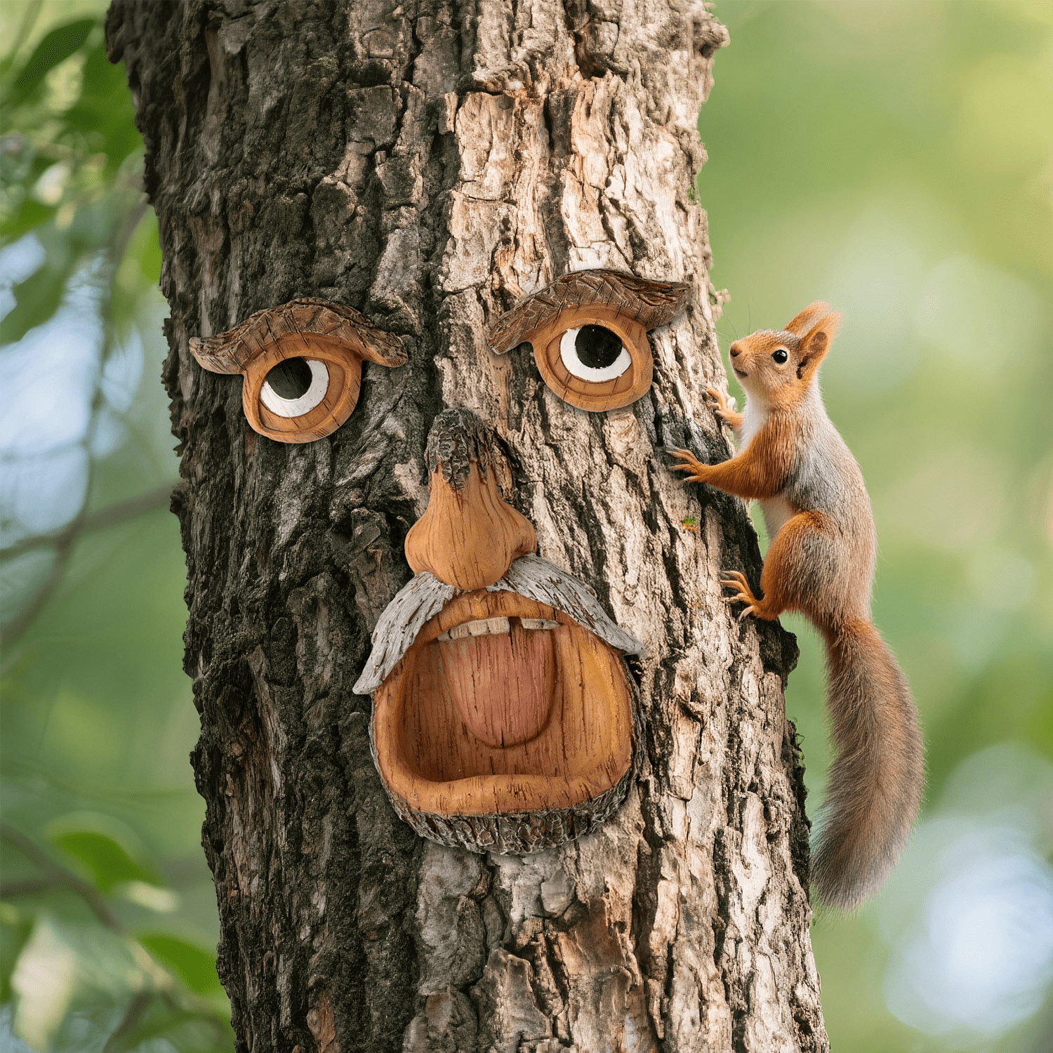 ;MALLMALL6 Tree Face Bird Feeder, Garden Outdoor Decor Yard Art Statue,1pack