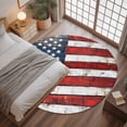 thumbnail image 3 of 3ft Round Rug, Vintage American Flag Non-Skid Rubber Backing Large Area Rugs - Living Room Bedroom Home Office, Country Wooden USA Flag Indoor Floor Mat Carpets Washable Rug, 3 of 9