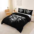 thumbnail image 2 of Homewish Gothic Halloween Skull Bedding,3D Skeleton Pattern Duvet Cover Full,Black White,Black Reversible,3pcs,1 Duvet Cover and 2 Pillowcases, 2 of 6