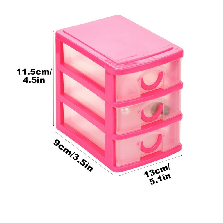 Mini Organizer Box Storage Container Case, Desktop Drawer Units, Pink, Art  Craft Organizers and Storage, Vanity in Home Or Office Durable Plastic