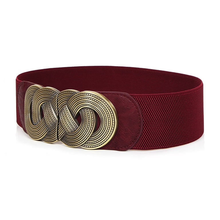 Vintage Wide Stretchy Studded Belt with Buckle Women Vintage Wide Elastic Belt Studded Stretchy Waist Belt  main image 4