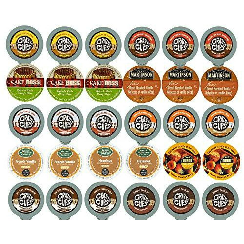 Decaf Flavored Coffee Single Serve Cups for Keurig K cup Brewer Variety Pack Sampler, 30 Count