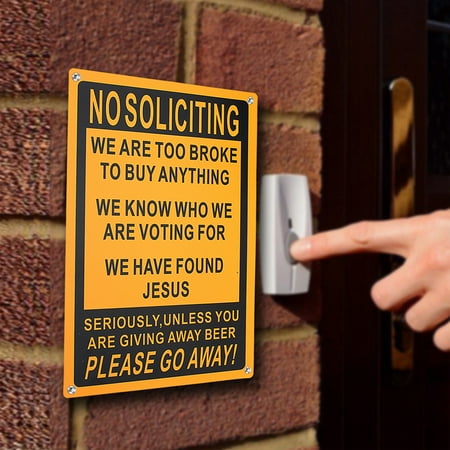Funny Door Signs - 18x28cm No Soliciting Funny Sign Go Away Front Outdoor Door Novelty Gift Signs