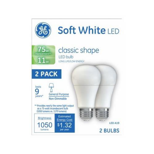 8 Pk 90 Watt GE Soft White A19 Light Bulbs Long Life 1450 Lumens Pleasing Light 