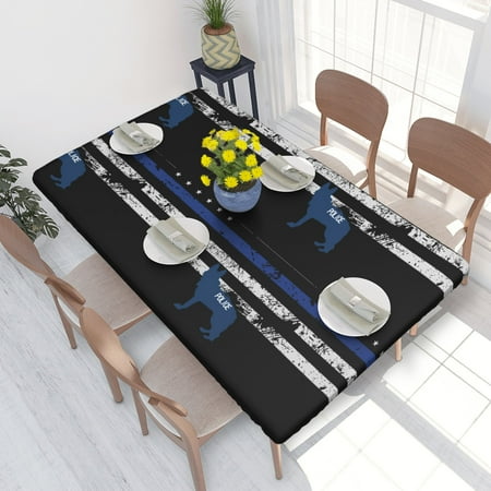

Home Deluxe Tablecloth American Police Dog Waterproof Elastic Rim Edged Table Cover- For Christmas Parties And Picnics 4ft
