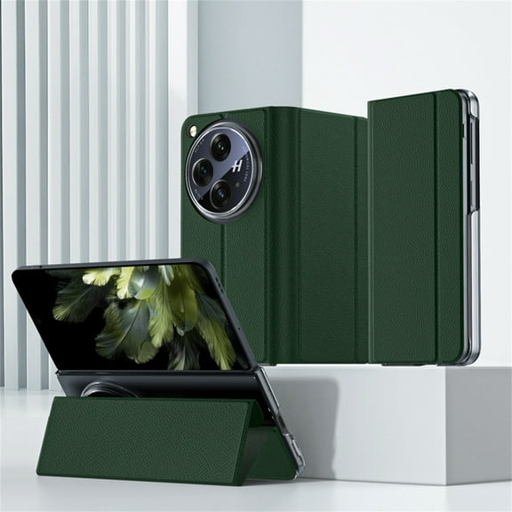 Allytech OnePlus Open Case Cover, Ultra Slim Fit Flip PU Leather Stand Shockproof Protective Vintage Phone Case Cover for OnePlus Open 2023 - Green