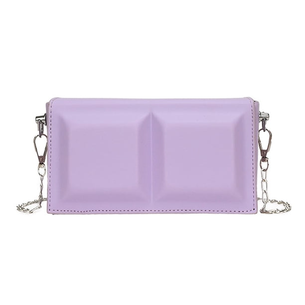 Bolso bandolera de verano de un solo hombro, estilo chocolate, pequeño bolso cuadrado para mujer, morado