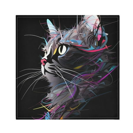 

JSTEL Cat Art Painting Cloth Napkins Set of 4 20x20 Inch Washable and Reusable Napkin for Decoupage Dinner Party Everyday Use