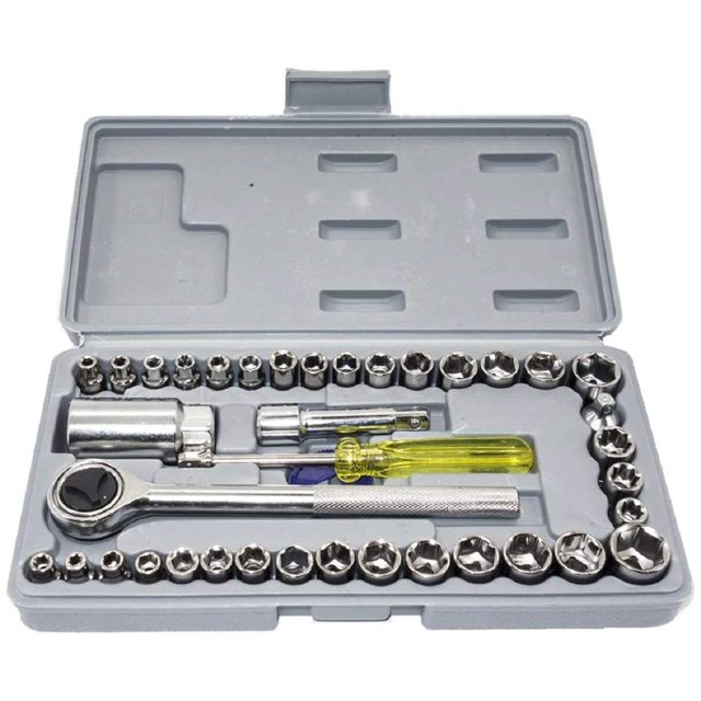 Ensemble de 40 Pcs Clé à Cliquet Pratique / Kit de Clé Multifonction en Acier au Carbone / Outil de Réparation Manuelle pour Voiture, Extrémité de Boîte, Extrémité Hexagonale Carrée Fixe / Toutes Sortes - Vis, Écrous, Adapté