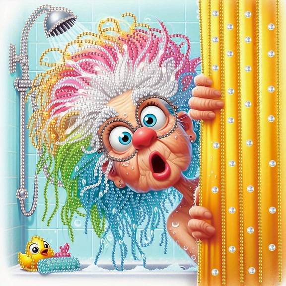 5D DIY diamond art painting kit, bath quirky old man special shape diamond canvas, namely can decompression relaxation and can be used for home wall decoration