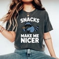 thumbnail image 2 of Funny Raccoon Snacks Make Me Nicer T-Shirt, Cute Animal Foodie Tee, Retro Vintage Snack Lover Shirt, Funny Raccoon Meme Shirt, 2 of 6