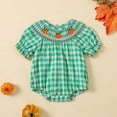 thumbnail image 2 of Weebloom Halloween Rompers For Girls Bodysuits Casual Short Sleeve Top With Pumpkin Embroidery Collar Kids Jumpsuits Dailywear,12-18 Months, 2 of 8