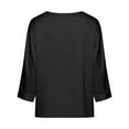 thumbnail image 4 of Nfurl 3/4 Length Sleeve Womens Satin Tops Dressy Casual V Neck Blouses Evening Cocktail Party Tops Ladies Business Casual Work Blouse Black L, 4 of 7