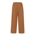 thumbnail image 6 of Pants for Women Women's Summer Elastic Waist Color Cotton And Linen Loose Trousers Light Brown L, 6 of 8
