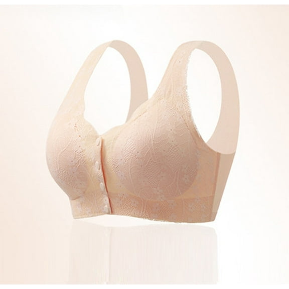 YWDJ Comfy Bras for Womens Back Closures Comfy Bras No Wires Lounge Bras Wide Strap Full Coverage Push up Wrap Comfortable Bras Padded Plus Size Comfort Bras Bras Beige 2XL